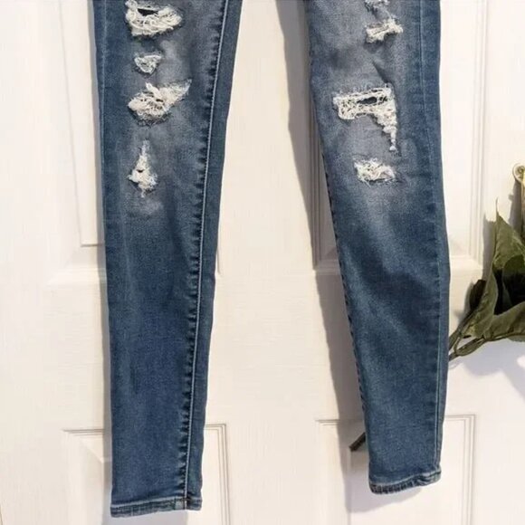 AEO High Rise Jeggings Distressed Denim Skinny Raw - Picture 3 of 8